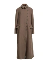 Masnada Woman Coat Khaki Size 6 Wool, Polyamide In Sand