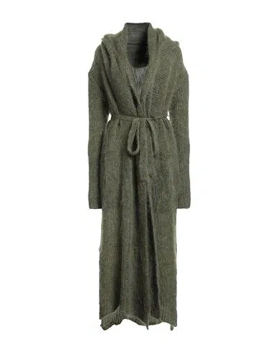 Masnada Woman Coat Military Green Size M Mohair Wool, Polyamide, Wool