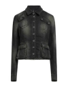 Masnada Woman Denim Outerwear Dark Green Size 4 Cotton, Elastane