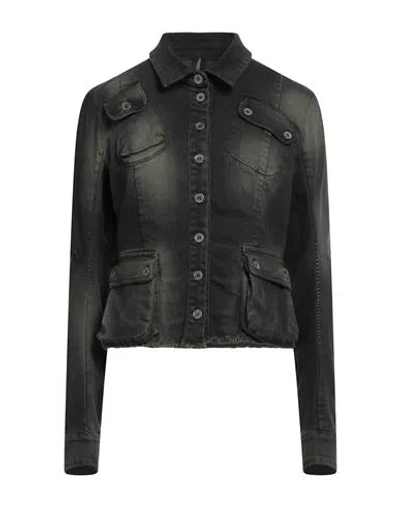 Masnada Woman Denim Outerwear Dark Green Size 4 Cotton, Elastane