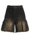 Masnada Woman Denim Shorts Black Size 4 Cotton, Elastane In Black