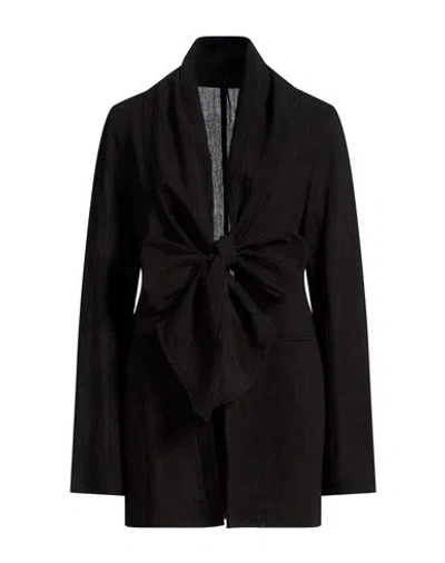 Masnada Woman Jacket Black Size 10 Cotton, Linen, Wool