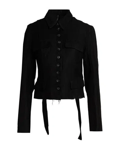 Masnada Woman Jacket Black Size 10 Viscose, Linen