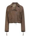 Masnada Woman Jacket Brown Size 8 Cotton, Wool, Metallic Fiber