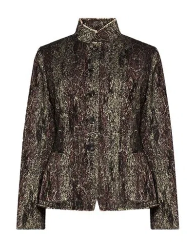 Masnada Woman Jacket Charcoal Size 2 Polycarbonate, Polyester, Wool, Polyamide In Grey
