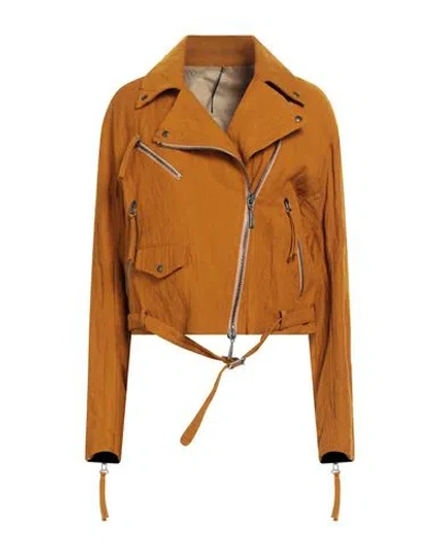 Masnada Woman Jacket Marigold Size 4 Cotton, Wool, Metallic Fiber In Brown