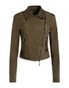 Masnada Woman Jacket Military Green Size 4 Linen, Viscose, Elastane In Multi