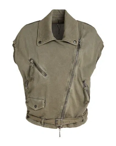 Masnada Woman Jacket Military Green Size 6 Cotton, Elastane
