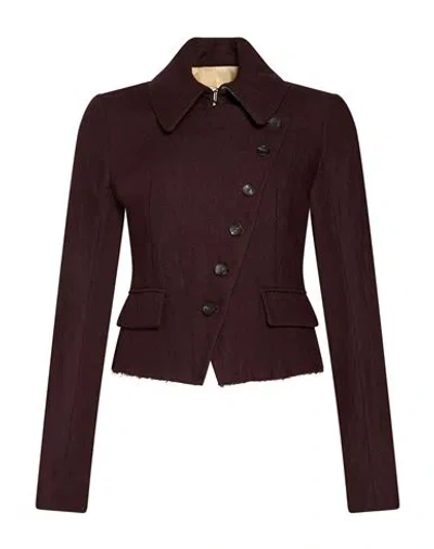Masnada Woman Jacket Plum Size 6 Virgin Wool, Cotton, Metal In Purple