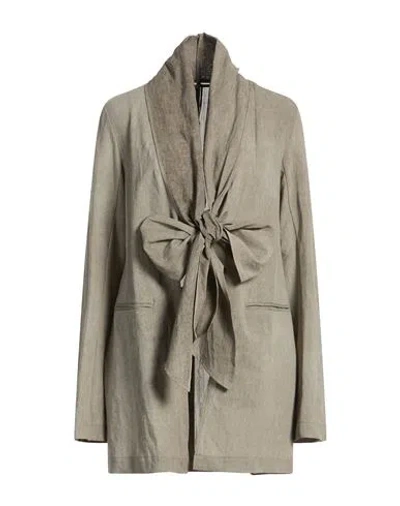 Masnada Woman Jacket Taupe Size 10 Cotton, Linen, Wool In Gray