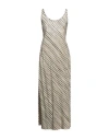 Masnada Woman Maxi Dress Beige Size 8 Linen, Viscose