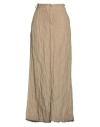 Masnada Woman Maxi Skirt Khaki Size 10 Cotton, Linen, Metal In Beige