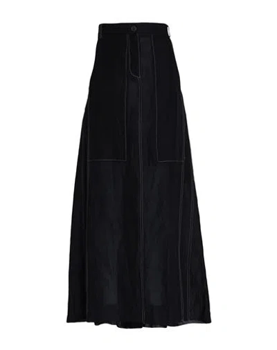 Masnada Woman Maxi Skirt Black Size 4 Cotton, Linen, Polyamide