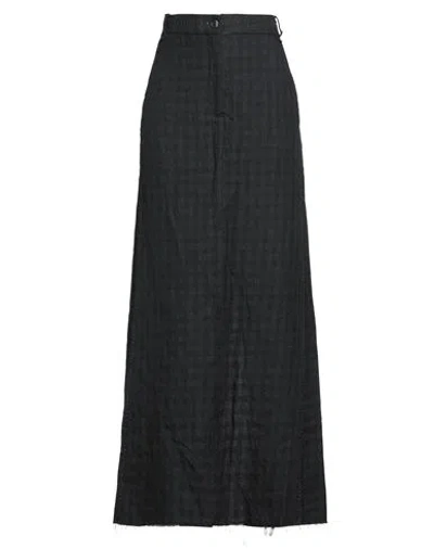 Masnada Woman Maxi Skirt Black Size 4 Cotton, Linen, Metal