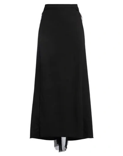 Masnada Woman Maxi Skirt Black Size 8 Cotton, Elastane, Silk In Black