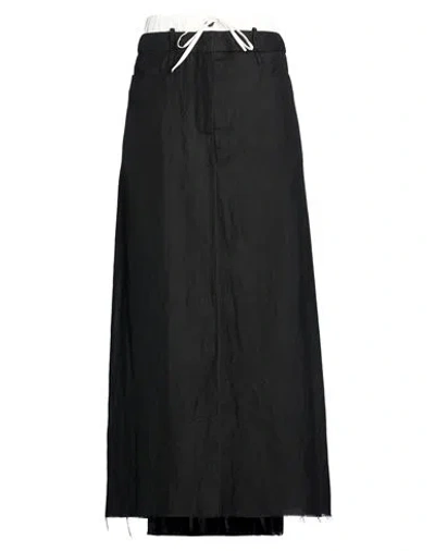Masnada Woman Maxi Skirt Black Size 8 Viscose, Linen