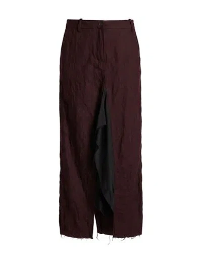 Masnada Woman Maxi Skirt Burgundy Size 4 Wool, Cotton, Metal Fiber In Red
