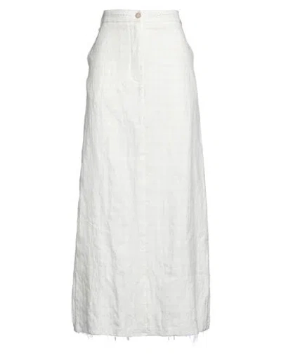 Masnada Woman Maxi Skirt Ivory Size 4 Cotton, Linen, Metal In White