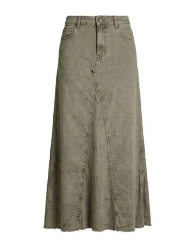 Masnada Woman Maxi Skirt Military Green Size 2 Cotton, Linen, Elastane