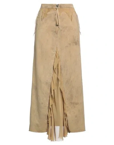 Masnada Woman Maxi Skirt Military Green Size 4 Cotton, Elastane, Silk In Brown
