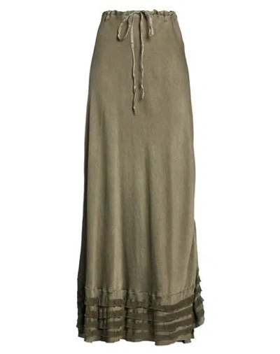 Masnada Woman Maxi Skirt Military Green Size 4 Silk, Elastane