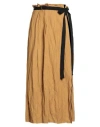 Masnada Woman Maxi Skirt Mustard Size Onesize Cotton, Wool, Metal In Brown