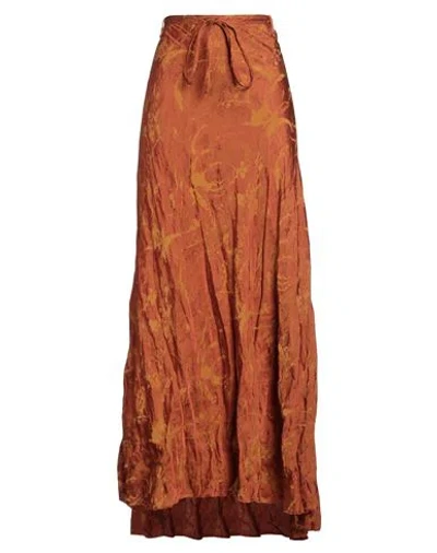 Masnada Woman Maxi Skirt Rust Size 4 Acrylic, Viscose, Metallic Fiber In Brown
