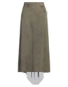 Masnada Woman Maxi Skirt Sage Green Size 4 Cotton, Elastane, Silk