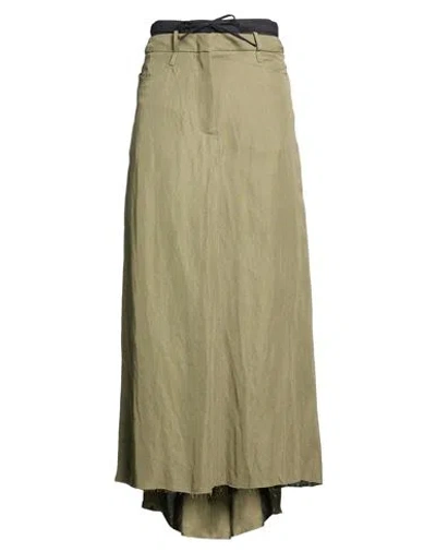 Masnada Woman Maxi Skirt Sage Green Size 8 Viscose, Linen