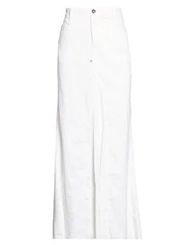 Masnada Woman Maxi Skirt White Size 10 Cotton, Linen, Elastane