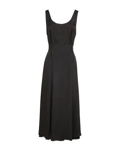 Masnada Woman Midi Dress Black Size 10 Linen, Viscose