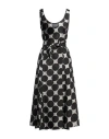 Masnada Woman Midi Dress Black Size 8 Linen, Viscose In Black