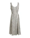 Masnada Woman Midi Dress Grey Size 10 Linen, Viscose In Grey