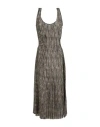 Masnada Woman Midi Dress Grey Size 8 Linen, Viscose In Grey