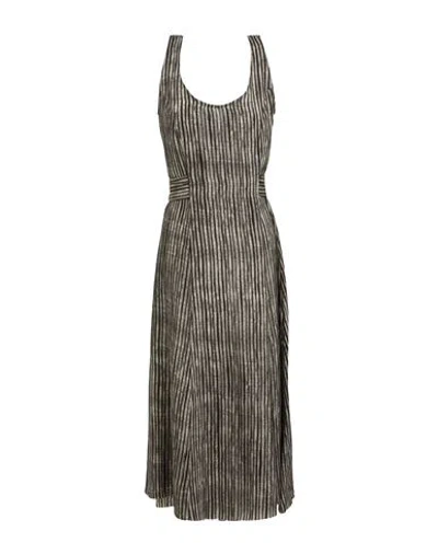 Masnada Woman Midi Dress Grey Size 8 Linen, Viscose