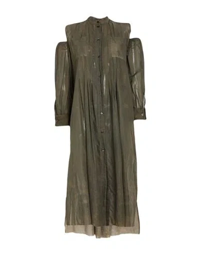 Masnada Woman Midi Dress Military Green Size 6 Cotton