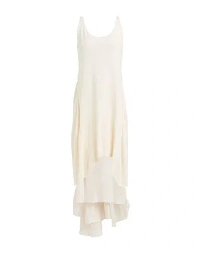 Masnada Woman Midi Dress Off White Size L Cotton, Silk
