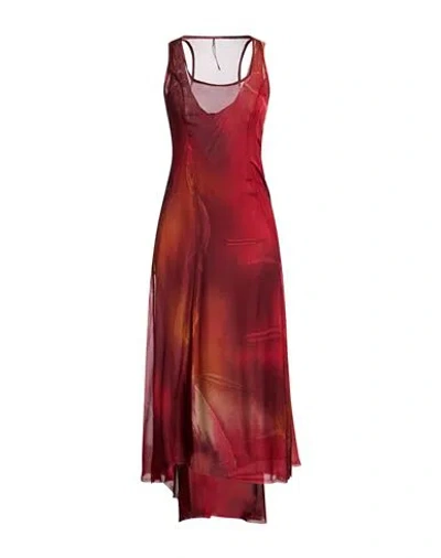 Masnada Woman Midi Dress Rust Size Xs Silk In Red