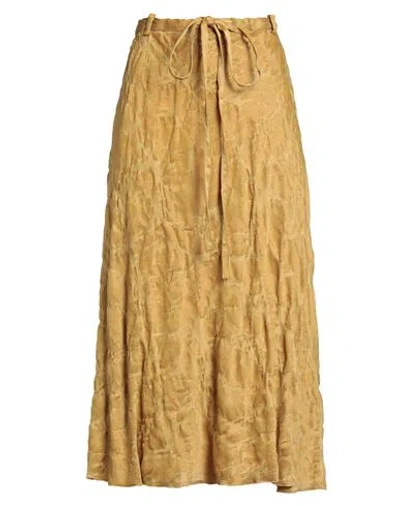 Masnada Woman Midi Skirt Mustard Size 4 Acetate, Wool In Yellow