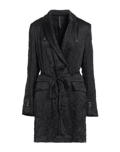 Masnada Woman Overcoat & Trench Coat Black Size 6 Acetate, Wool