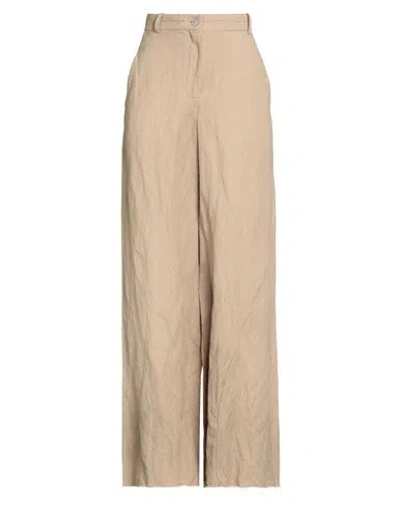 Masnada Woman Pants Beige Size 4 Cotton, Wool, Metal In Sand