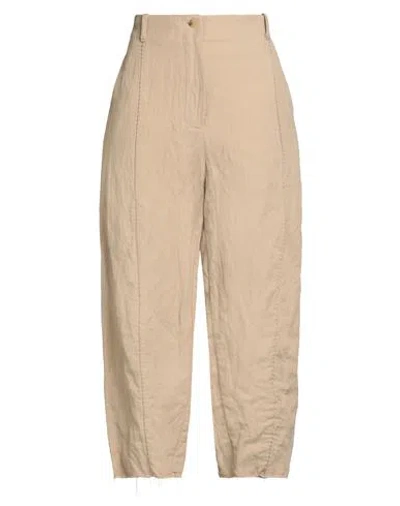 Masnada Woman Pants Beige Size 4 Cotton, Wool, Metallic Fiber In Neutral