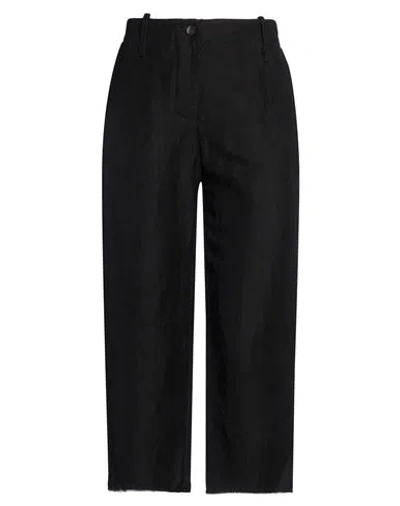 Masnada Woman Pants Black Size 2 Viscose, Linen