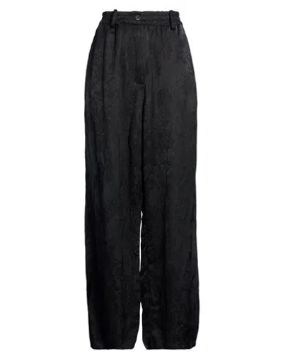 Masnada Woman Pants Black Size 4 Acetate, Viscose, Linen