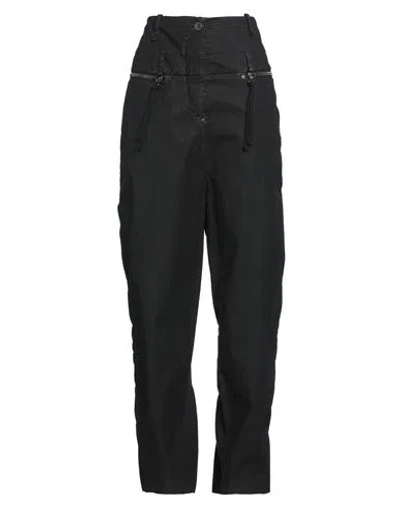 Masnada Woman Pants Black Size 6 Cotton, Elastane