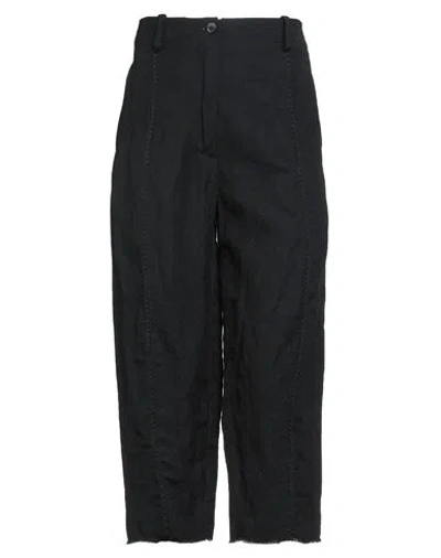 Masnada Woman Pants Black Size 4 Cotton, Wool, Metallic Fiber