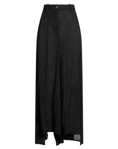 Masnada Woman Pants Black Size 4 Viscose, Linen