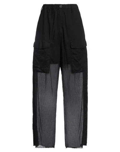 Masnada Woman Pants Black Size 6 Cotton In Animal Print