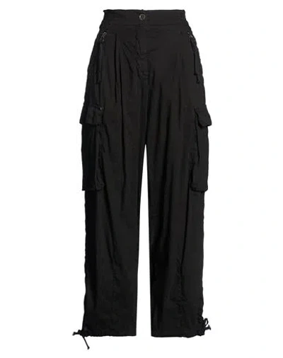 Masnada Woman Pants Black Size 6 Cotton, Linen, Elastane