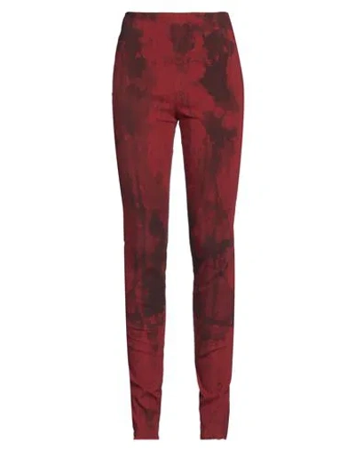 Masnada Woman Pants Brick Size 6 Linen, Viscose, Elastane In Red